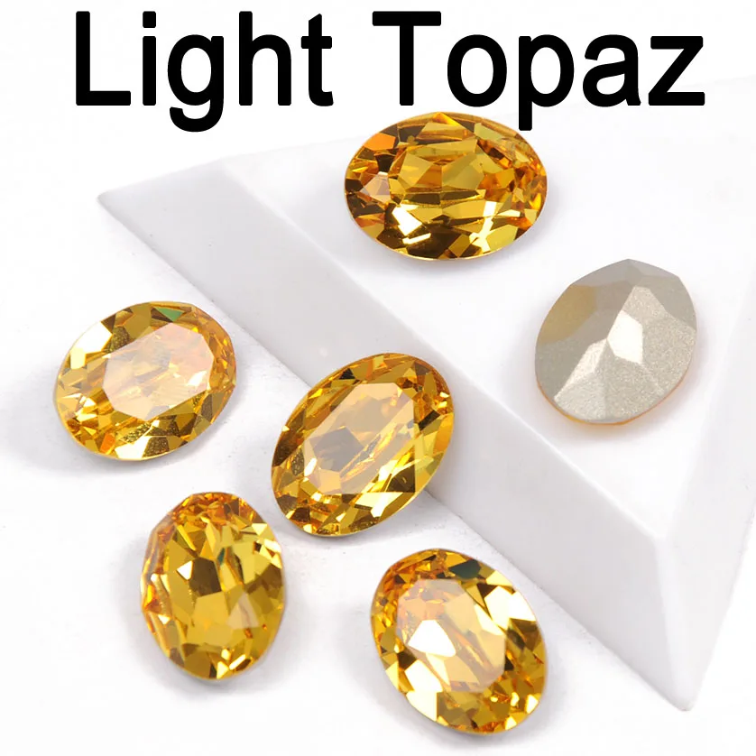 Light Topaz CTPA3bI Красочный Кристалл для нашивки Стразы с когтями стекло материал страз овальной формы швейная одежда Свадебный вечерний чехол для одежды - Цвет: Light Topaz