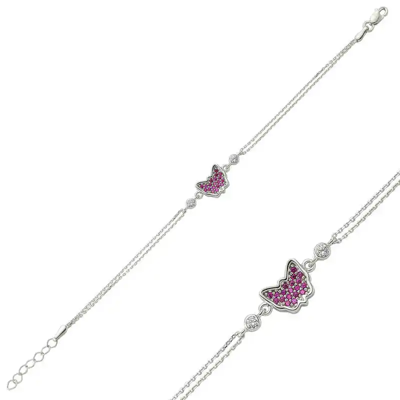 

Silverlina Silver Pink Butterfly Womens Bracelet