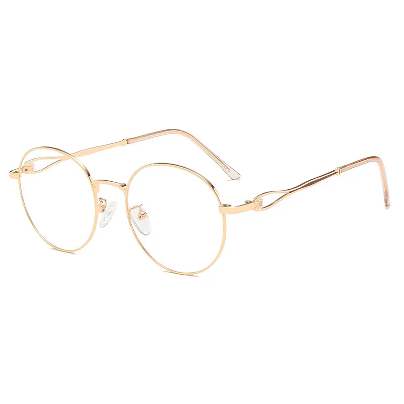 

Elbru Classic Retro Hollow-out Glasses Frame Round Clear Flat Lens Spectacles Colorful Fashion Metal Soft Plain Eyeglass Unisex