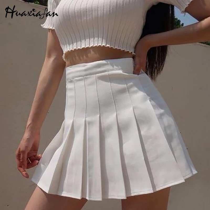 

Huaxiafan JK Uniform Skirts Women with Lining Students School 2021 Summer Bottom Harajuku Y2K 90S Girl Pleated Mini Skirt Female