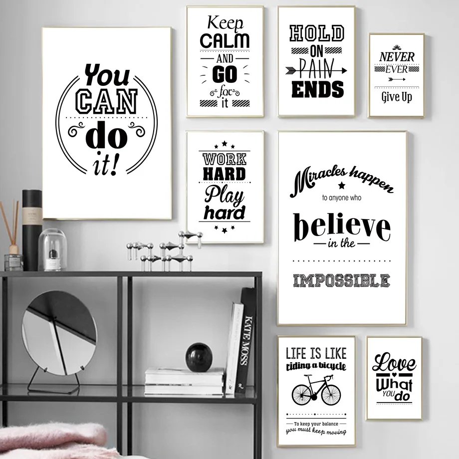 

Black White Letter Modern Life Quote Wall Art Canvas Painting Nordic Posters And Prints Wall Pictures For Living Room Home Decor