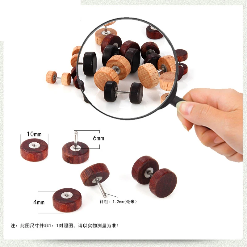 Серьги гвоздики мужские деревянные в стиле панк/готика с натуральным