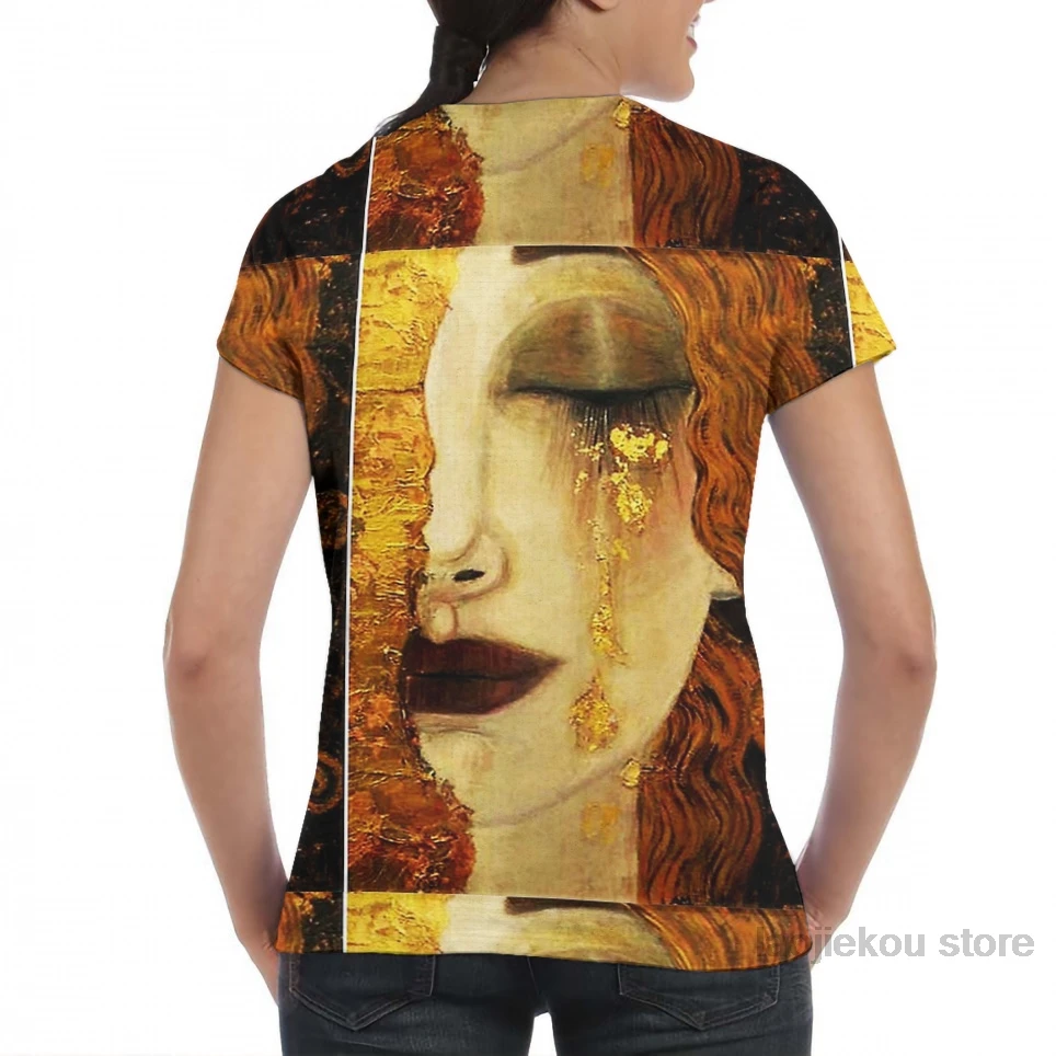 Золотые слезы. Jugendstil art by Klimt Мужская футболка женская модная футболка с принтом для девочек топы для мальчиков футболки с короткими рукавами