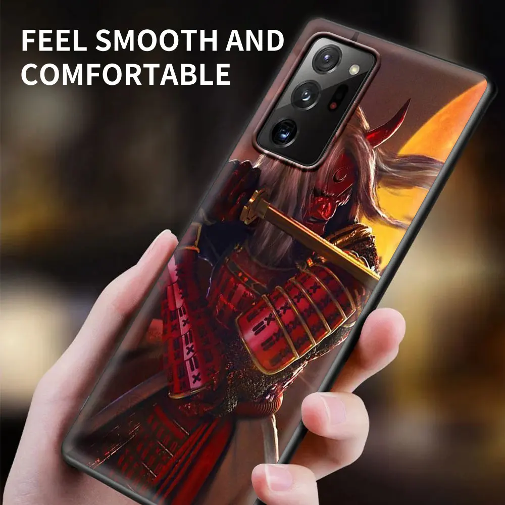 Samurai Black Soft Phone Case for Samsung Galaxy S21 S22 S20 FE Note 20 Ultra S10 Lite S9 Plus S8 S10e TPU Cover Shell