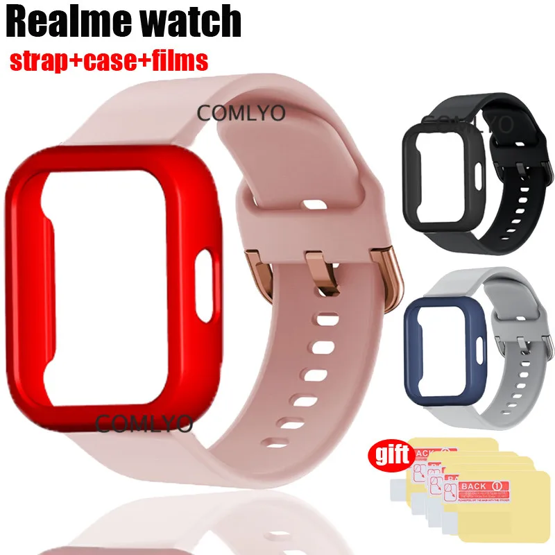 7in1 для realme ремешок силиконовый мягкий спортивный смарт браслет Пластик PC чехол s