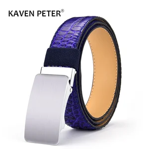 Мужской ремень с узором крокодиловая кожа, модные роскошные ремни с автоматической пряжкой без пряжки, новинка, мужской ремень