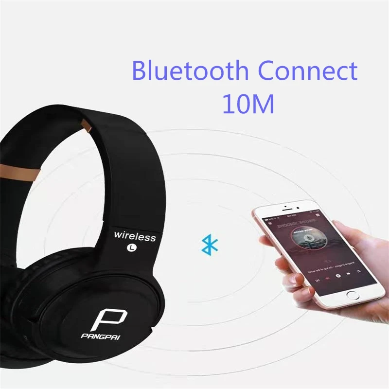Беспроводная bluetooth-гарнитура Mp3 сабвуфер Выдвижная складная игровая гарнитура Поддержка TF карты, режим AUX, вызов. Функция fm-радио