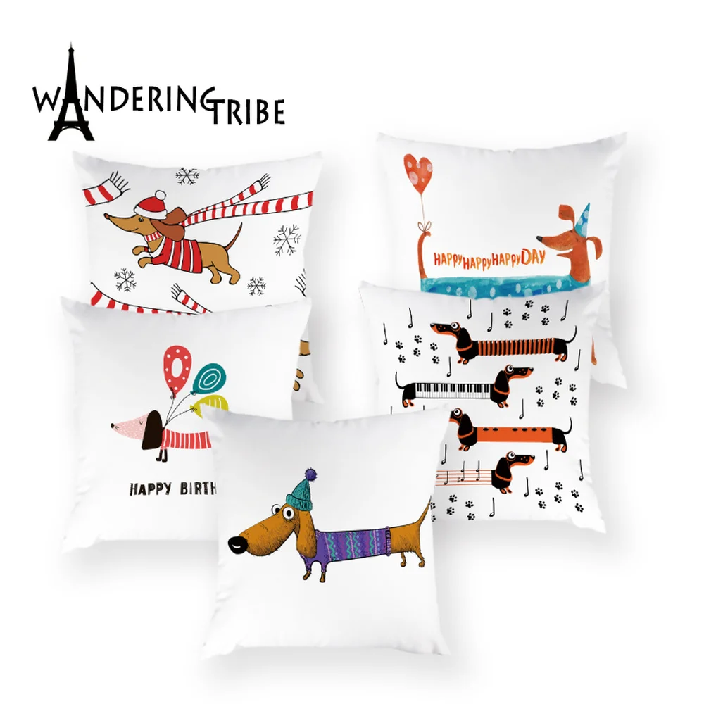 Наволочка для рождественской собаки 45х45 см украшения домашнего подушки на
