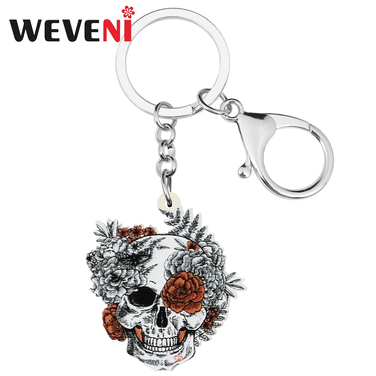 Брелок WEVENI из акрила с серым скелетом черепом длинный брелок для ключей брюками