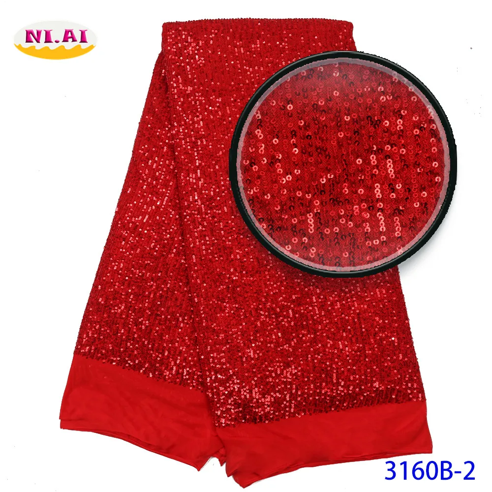 Красная африканская кружевная ткань новое кружево с блестками для Aso Ebi