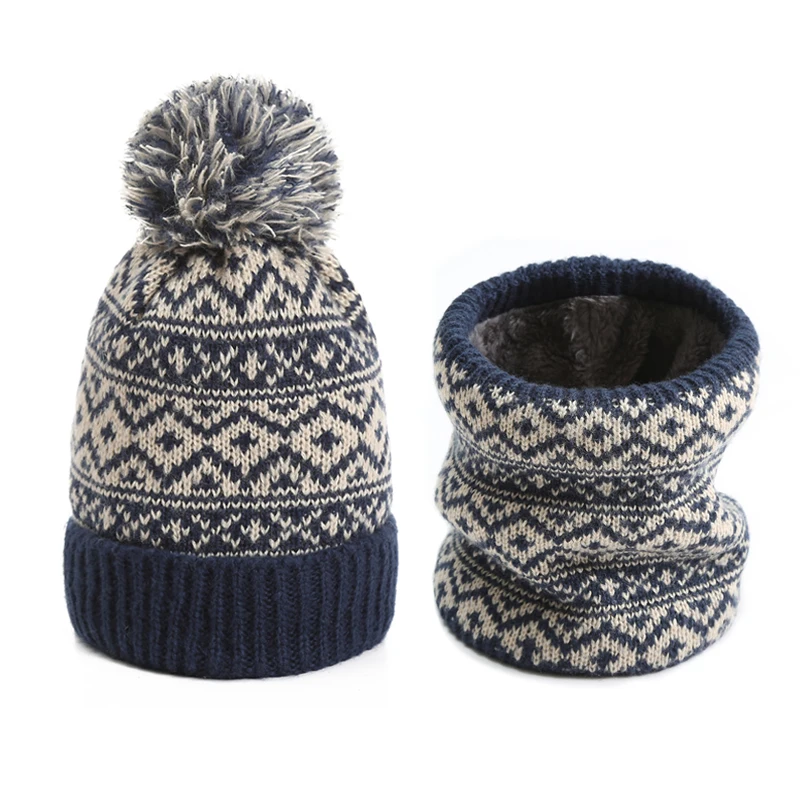 2022 Комплект зимний шарф вязаная шапка женские мягкие кольца шеи шарфы шапки с