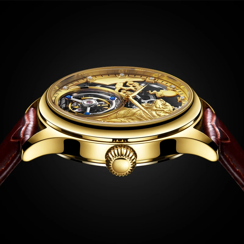

Tourbillon Watch Automatic Mechanical Hollow Embossed Tiger Men Watch Sapphire Mirror Brand Luxury Top Gift Business Male Clock