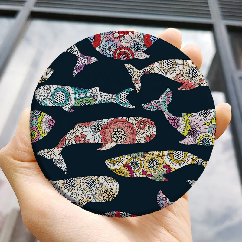 

Diatom Mud Printed Cup Coaster Fish Seafood Ocean Kitchen Decor Kitchen Accessories Luxury Coasters Agate Coasters Coasters