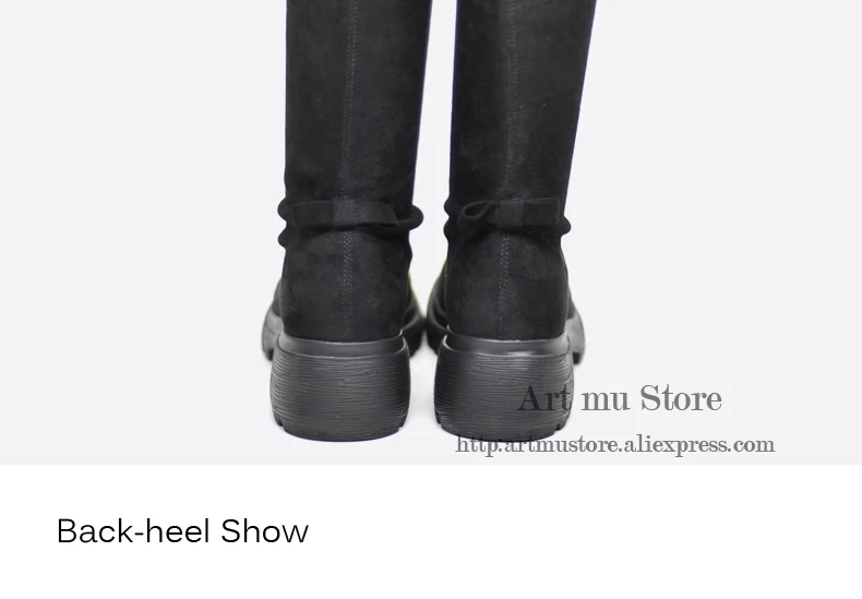 Artmu Original Women Boots Over-the-knee Butterfly Thick Bottom Elastic Boots Thin Boots Handmade High Boots New Black 9013
