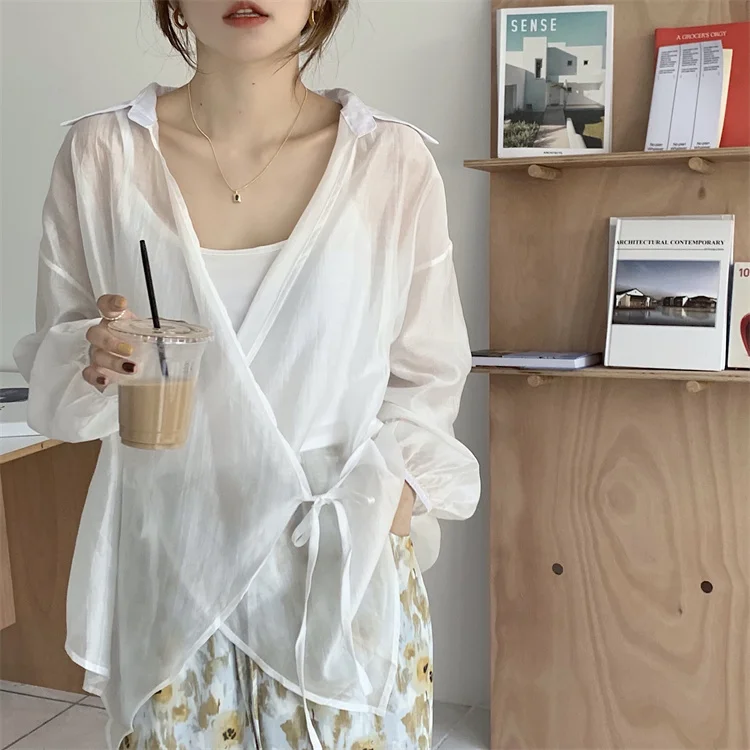 

Женские рубашки с длинным рукавом, свободные, солнцезащитные