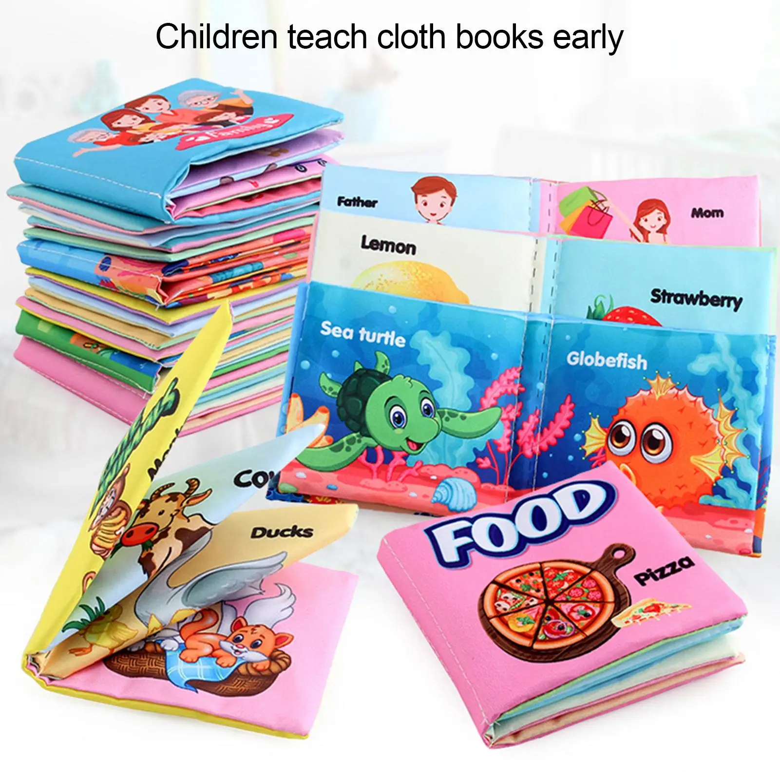 

Baby Marine Animal Learning Activity Soft Cloth Book Kids Early Educational Toys