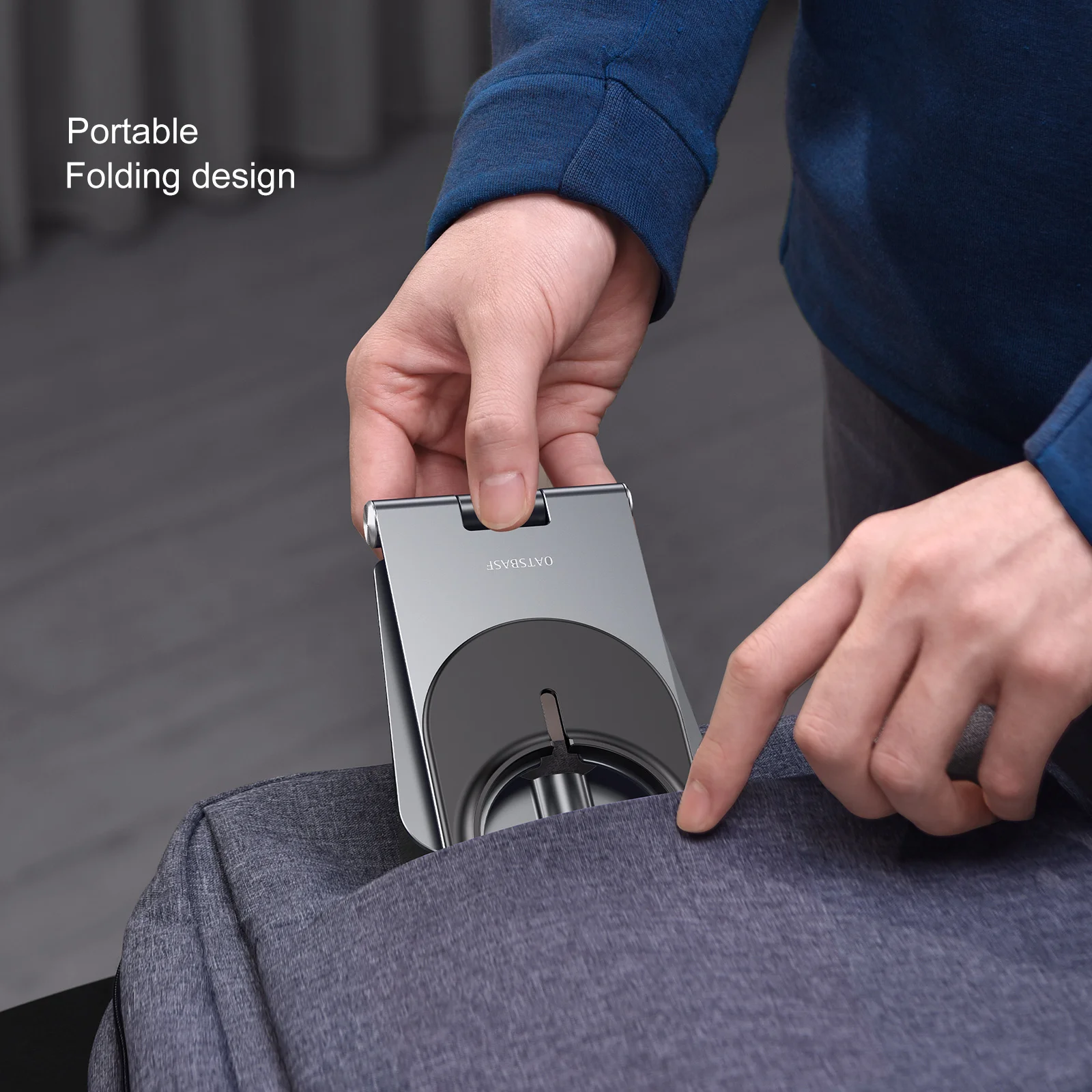 oatsbasf aluminum desktop phone stand holder for iphone 12 13 pro max adjustable magnetic wireless charging foldable phone mount free global shipping