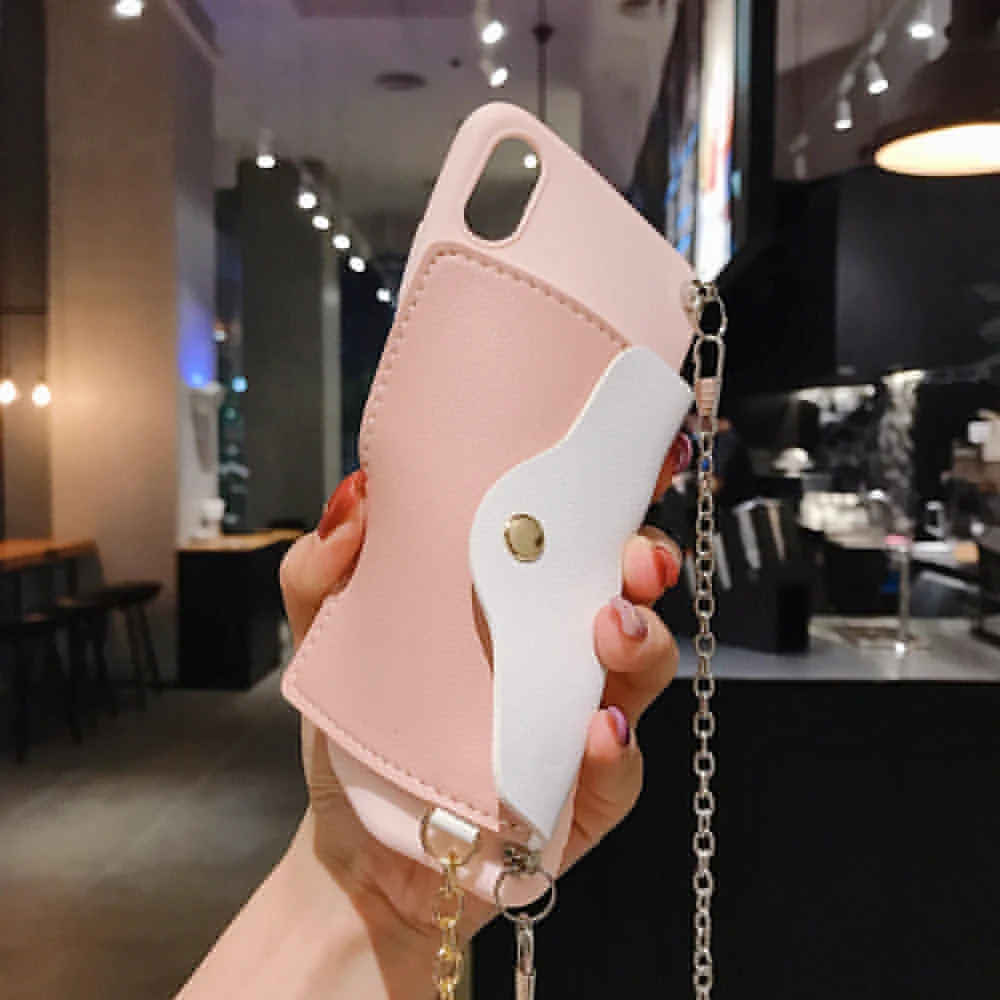 Чехол-Кошелек для телефона ремешки с цепочкой через плечо Samsung Galaxy S6 S7 S8 S9 S10 Plus S10E