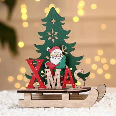 

New Christmas Decoration Creative Painted Cartoon Children Puzzle Wooden Hand-assembled Holiday Carnival Party Decoration DIY