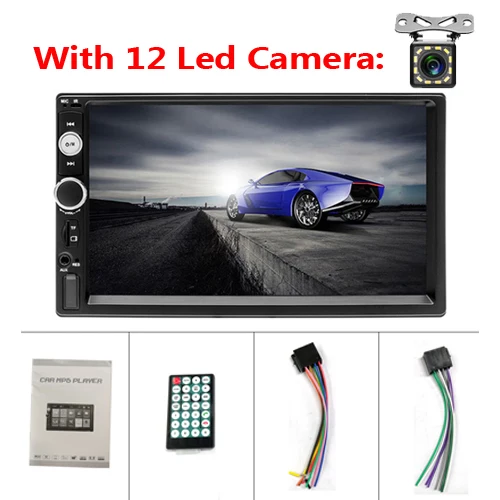 With 12 Led Camera AMPrime 2 Din Автомобильный плеер 7 дюймов Автомагнитола Bluetooth Авто Стерео Мультимедиа Автомобильный плеер авторадио MP3 MP5 Поддержка камеры заднего вида - Цвет: With 12 Led Camera