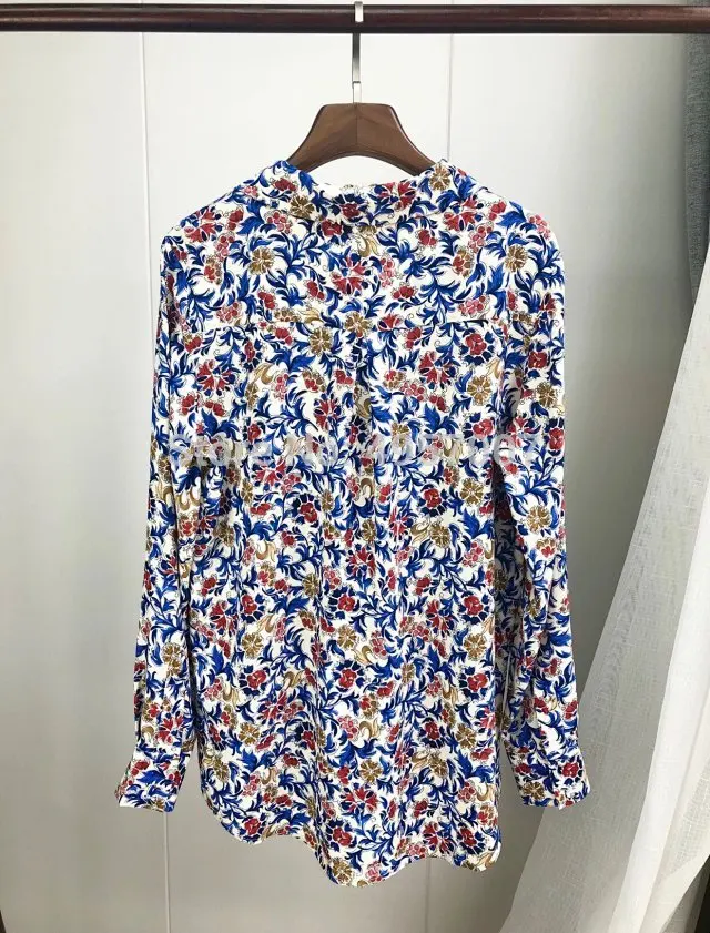 Высококачественная вискозная рубашка 100% с цветочным принтом отложным