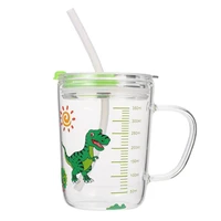 1pc cartoon straw water cup practical measuring scale cup children drinking cup