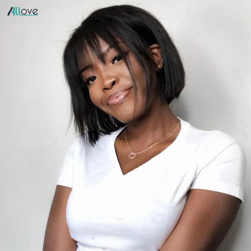 

Парик Allove Ginger с волнистыми волосами с челкой, цветные парики из человеческих волос с челкой, парик из человеческих волос 99J, парики из бразил...