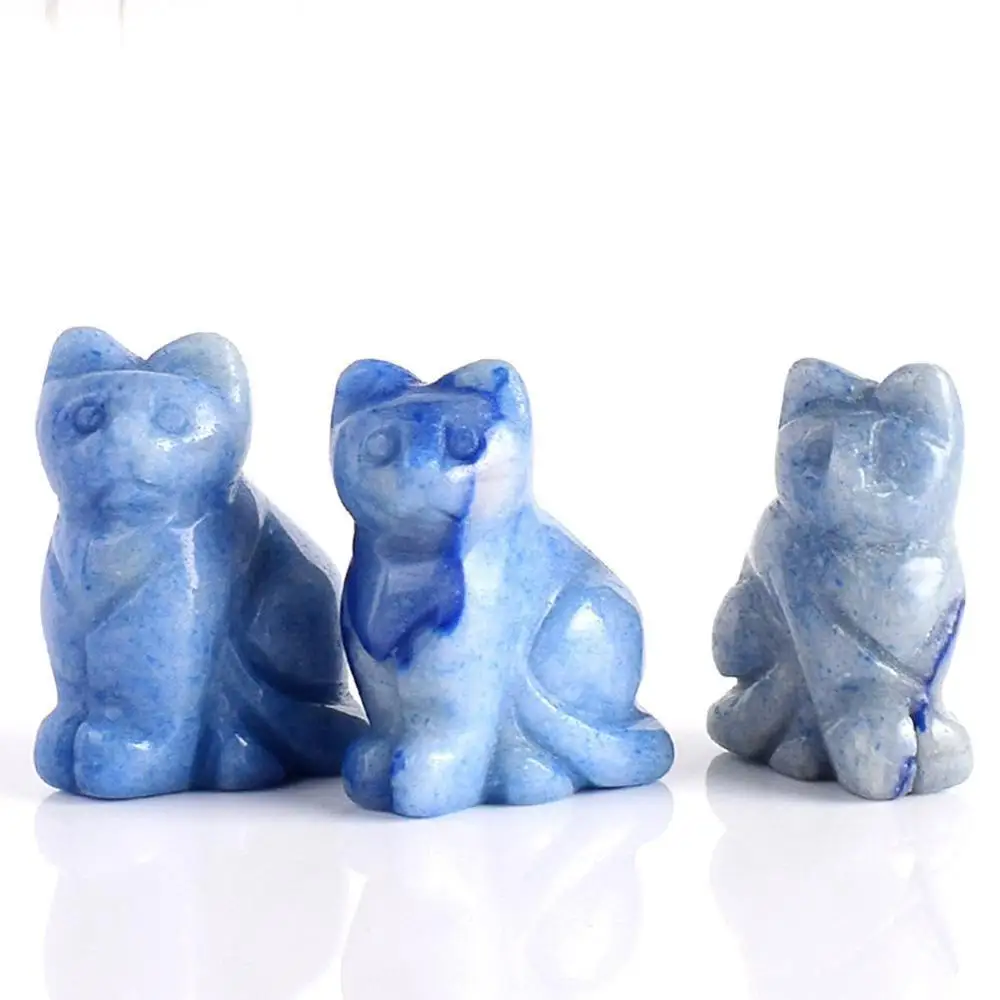 Милый котенок натуральный плавикового шпата с украшением в виде кристаллов