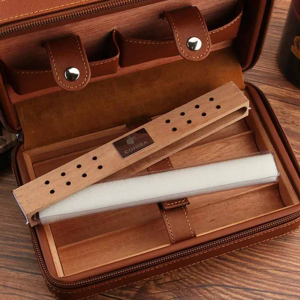 Хьюмидор для сигар Cohiba чехол Портативный Кедр Дерево кожа путешествие хьюмидор