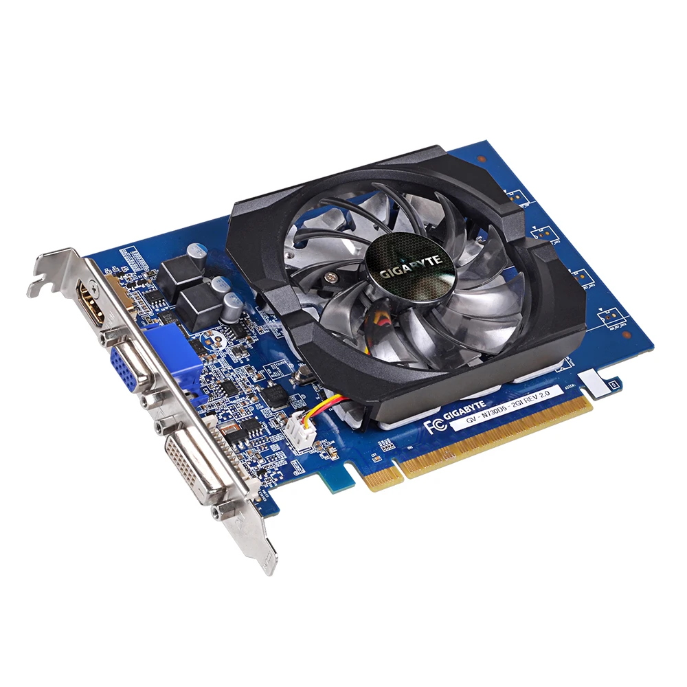 Used Gigabyte graphics card GV-N730D5-2GI uses 2GB video memory and NVIDIA GeForce GT 730 graphics chip