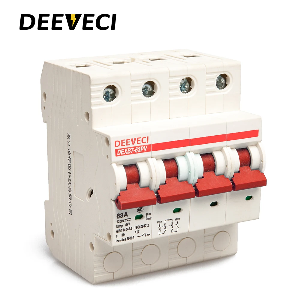 4P DC солнечная энергия фотогальванический PV выключатель 6A 10A 16A 20A 25A 32A 40A 50A 63A