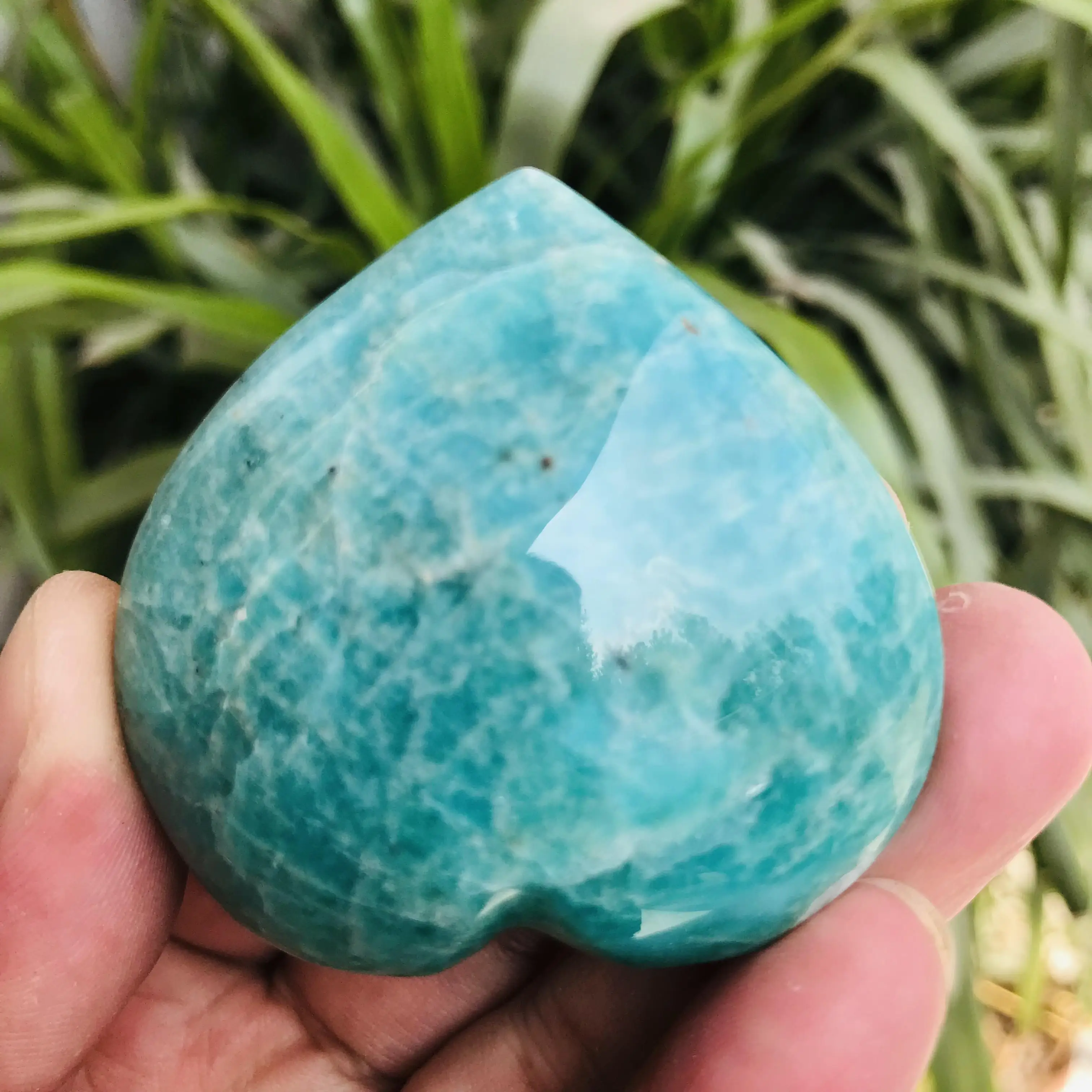 

Natural Beautiful Amazonite Quartz Crystal Heart Polished Stone Healing Natural Stones and Minerals