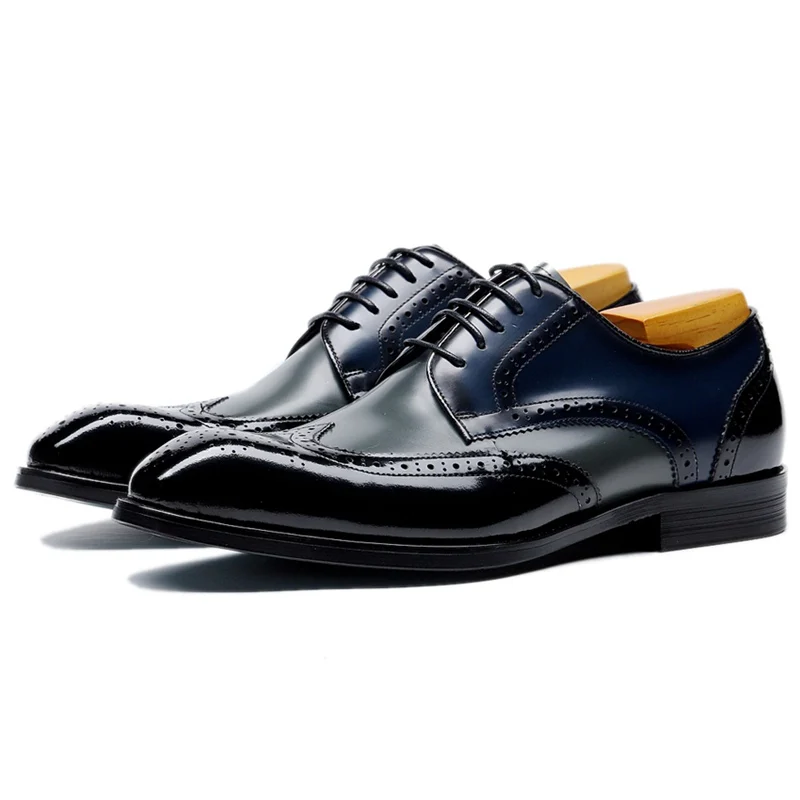 Винтажная Мужская обувь в стиле Дерби из натуральной кожи с острым носком на