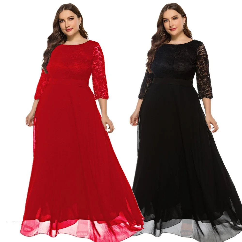 

Женское длинное платье в европейском стиле, кружевное шифоновое платье в стиле пэчворк, вечернее праздвечерние чное платье для женщин, нови...