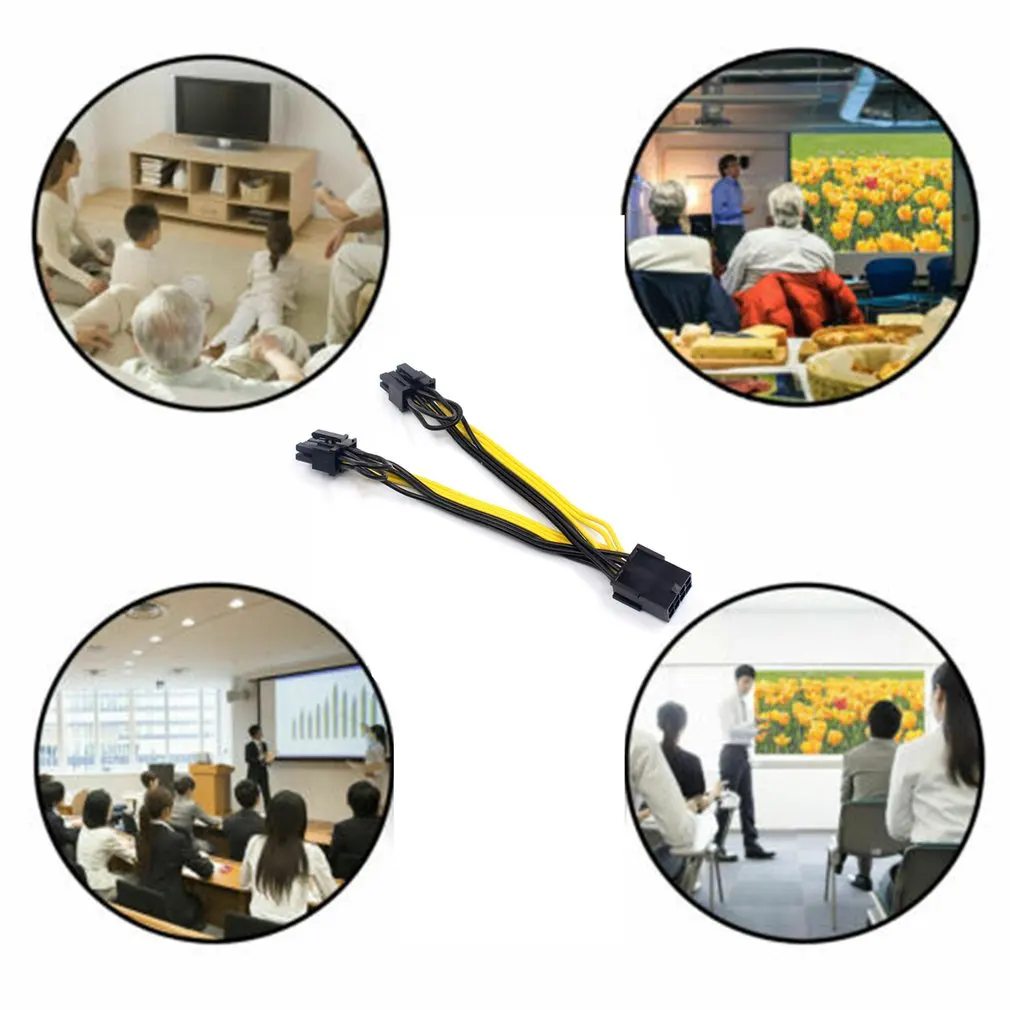 

PCI-E PCIe 8P Female To 2 Port Dual 8pin 6 + 2P Male GPU Graphics Video Card Miner Power Extension Cable Cord 18AWG Wire