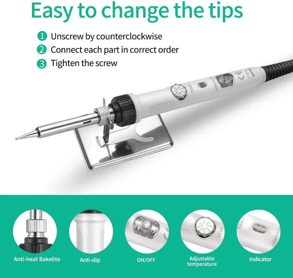 

Soldering Iron 60w Screwdriver Set Tool Soldering Iron Tweezers Wire Stripper Multi-Function Screwdriver Tool Set Welding Tools