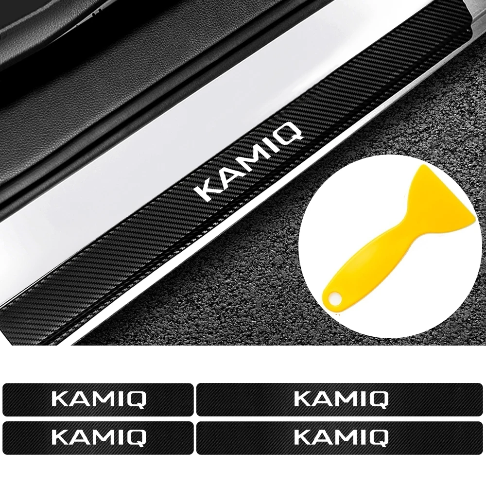 4 Шт Автомобильные накладки на пороги украшения Стикеры углеродного волокна