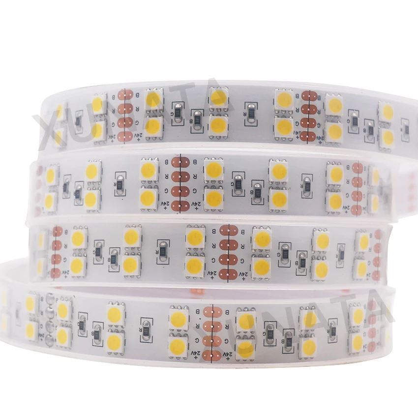 Одежда высшего качества! 5 м DC 12 в 600Led 120led/м водонепроницаемый SMD 5050 RGB теплый белый светодиодный двухрядный гибкий ленточный светильник