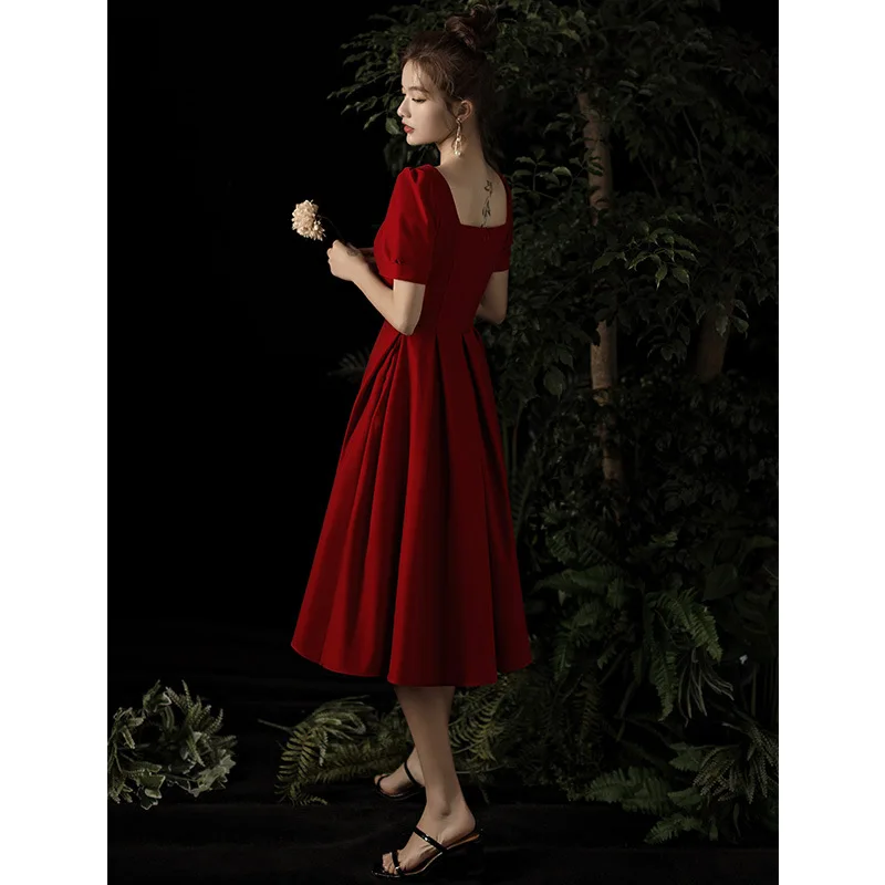 Совершенно новый дизайн элегантное бордовое вечернее платье свадебное для