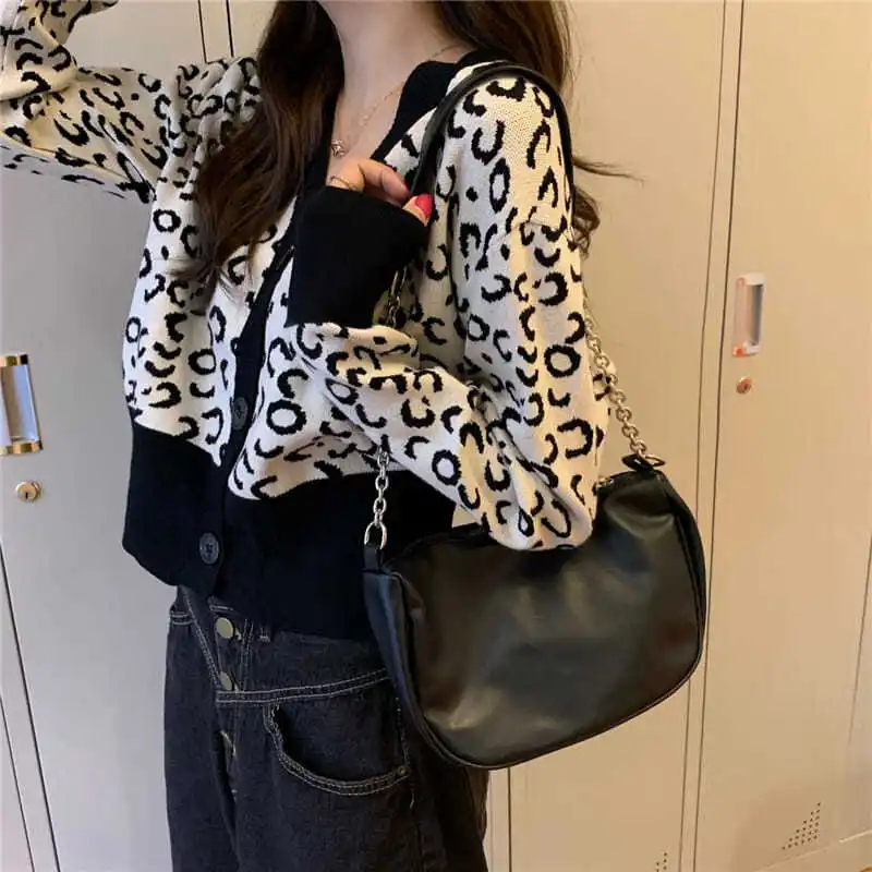 

Spring and autumn women's cardigan short top fashion V-neck top coat leopard pattern knitted cardigan sweater