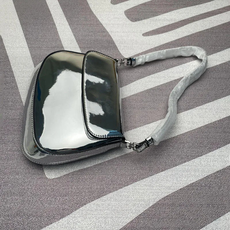 

Top luxury 2021 new silver luster leather women's shoulder bag free delivery