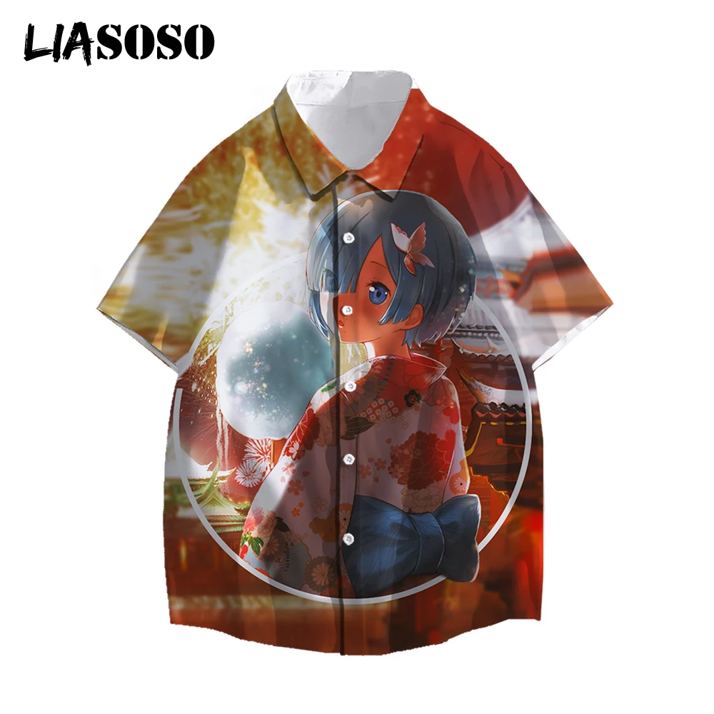 

LIASOSO 3D Print Men Japanese Cartoon Anime Re Zero Cute Girl Short Sleeve Shirt Cute Loli Rem Emilia Harajuku Women Sweatshirt