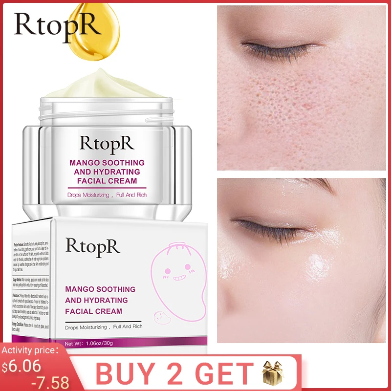 

RtopR Face Cream Anti-Wrinkle Anti Aging Whitening Mango Bright Moisturizing Liquid Tights Nourishing Shrink Pores High Quality