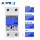 Однофазный двухпроводной цифровой ЖК-дисплей, ваттметр, потребляемая мощность, Электрический измеритель кВтч, переменный ток 230 В 50 Гц, Электрический Din-рейка