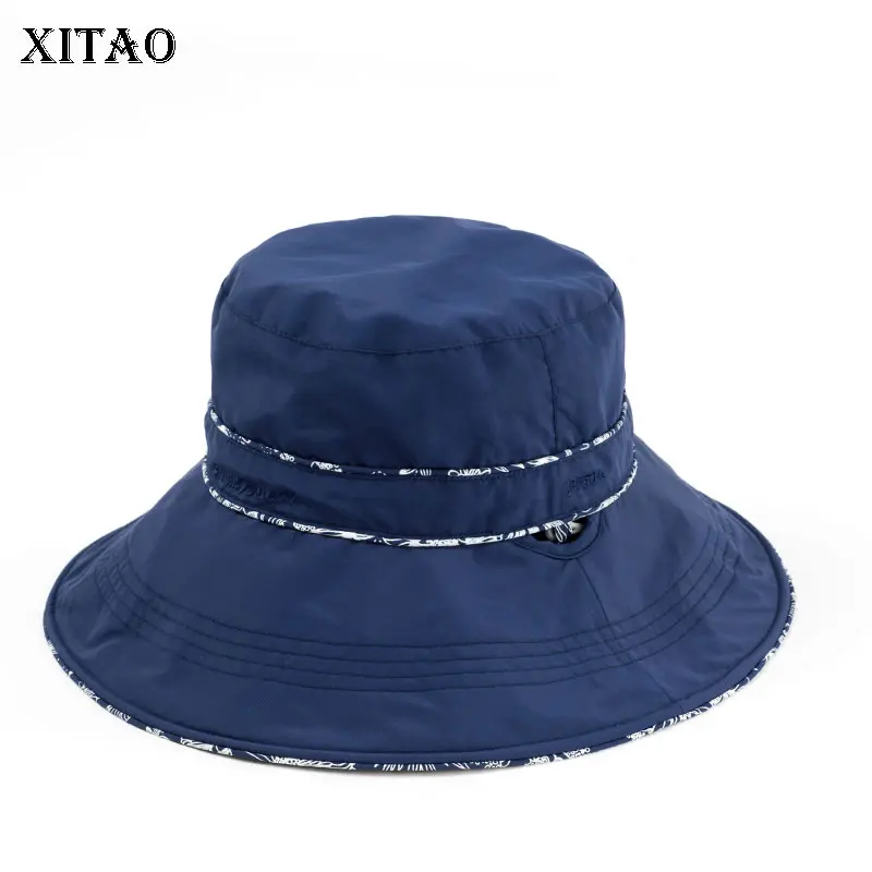 

XITAO Sun Protection Bucket Hats Fashion Mesh Splicing Breathable Women Hats 2021 New Casual Simplicity All-match GWJ1778