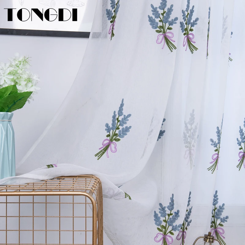 TONGDI белая Тюль с вышивкой занавеска элегантные листья Цветочное дерево