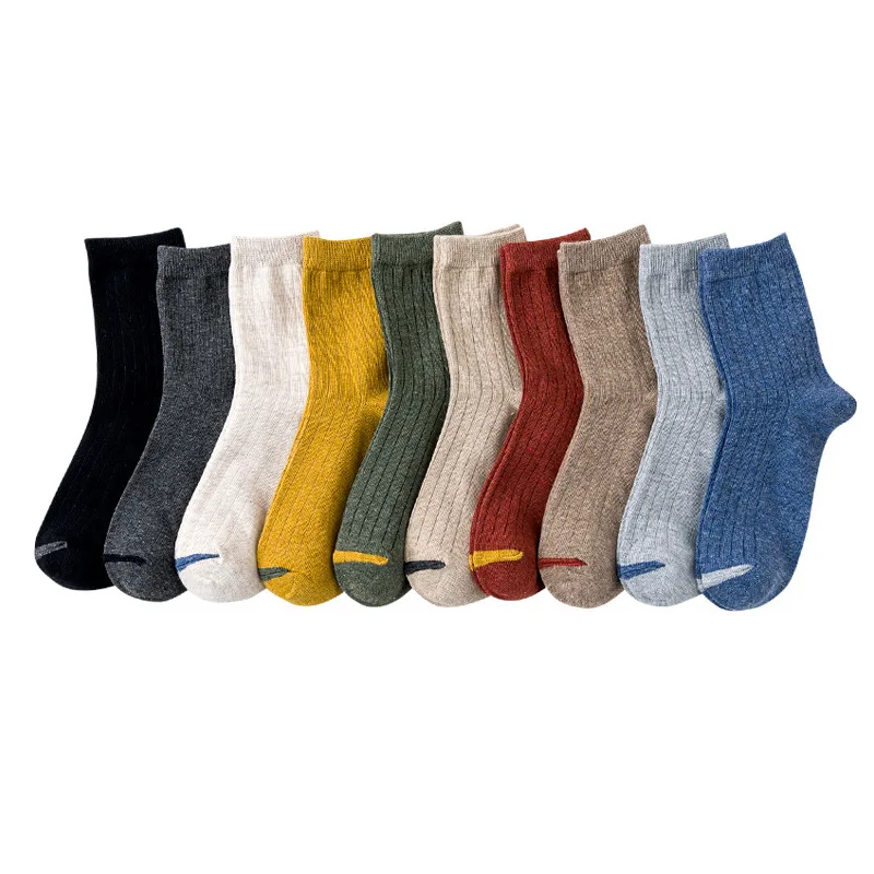 

5 Pairs of New Autumn and Winter Socks Men's Cotton Socks Leisure Breathable Pure Cotton Deodorant Vertical Bar Men's Socks