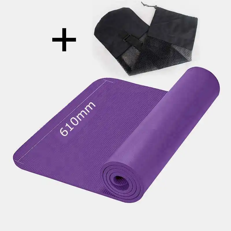 purple with bag 8 мм большой размер Нескользящие коврики для йоги для фитнеса NBR безвкусные пилатес коврики для спортзала спортивные коврики складные коврики с сумкой для йоги - Цвет: purple with bag