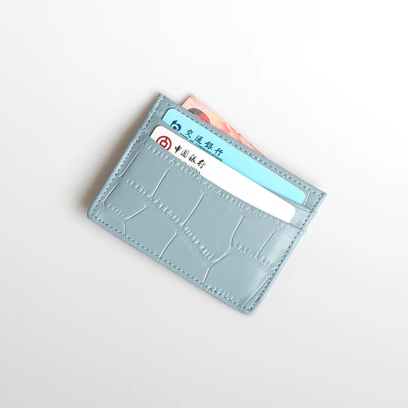 Тисненый крокодиловый кожаный ремешок держатель для карт для мужчин и женщин ID держатель для карт на заказ - Цвет: Sky Blue