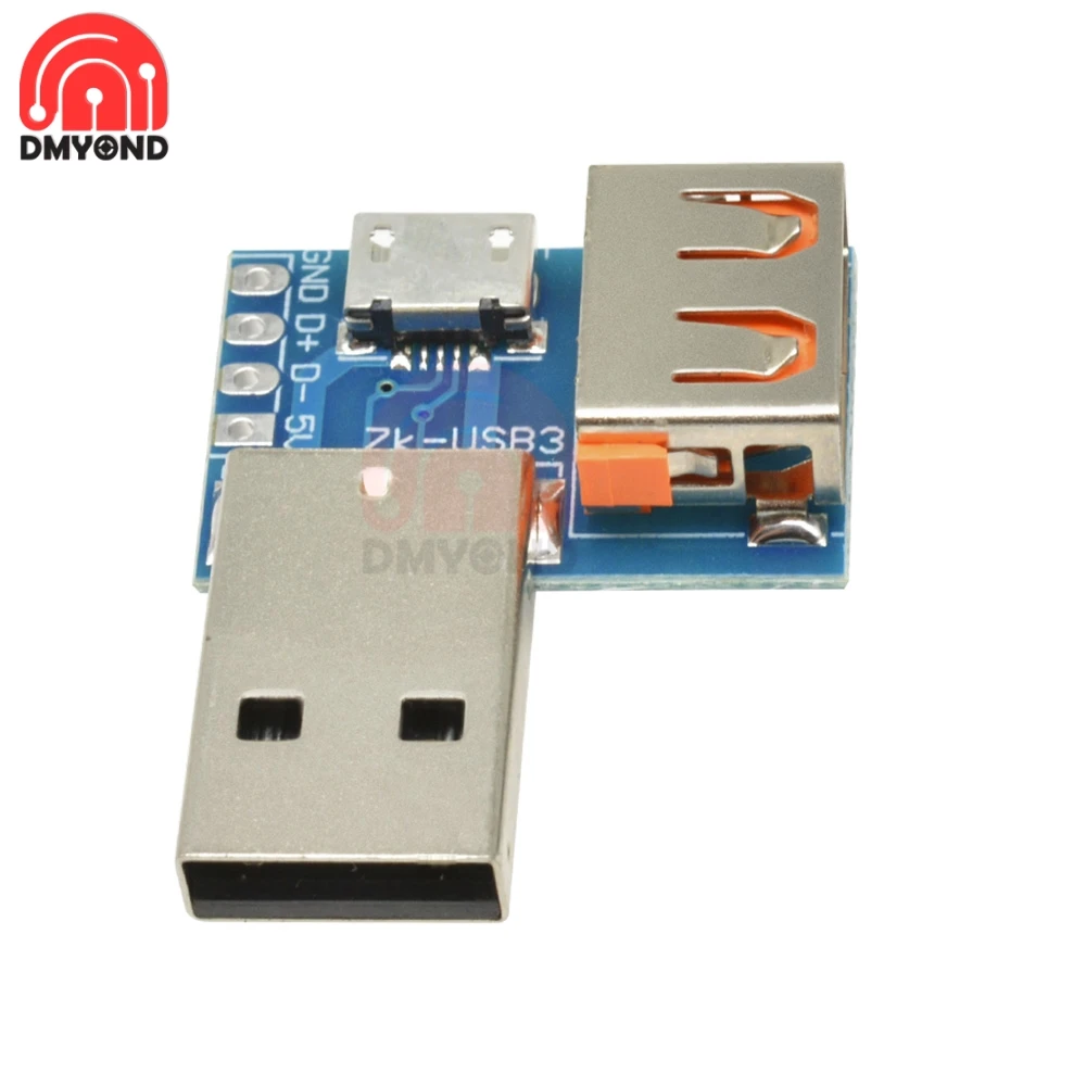 4P 2.54mm DIP PCB Converter Adapter Male to Female USB MICRO Connector Interface 4 PIN Straight Plug Breakout Board - купить по